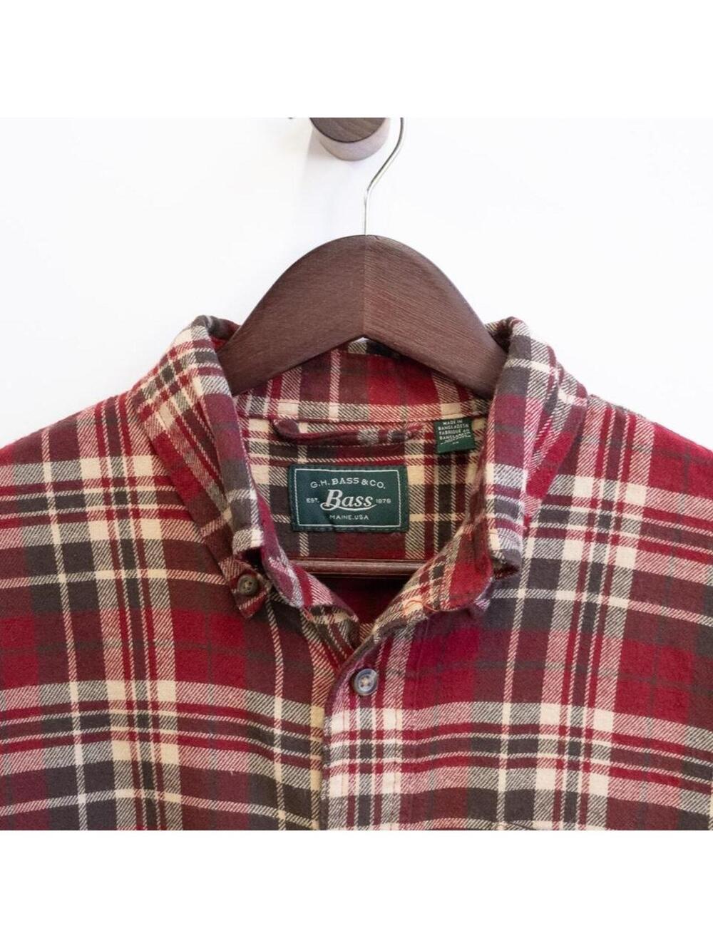 G.H. Bass & Co. Red Plaid Flannel Button Down Shirt Men’s